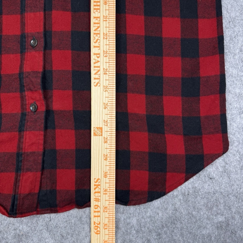 LL BEAN Scotch Plaid Flannel Shirt Women's Large Red Black Buffalo Check Relaxed - Picture 7 of 11